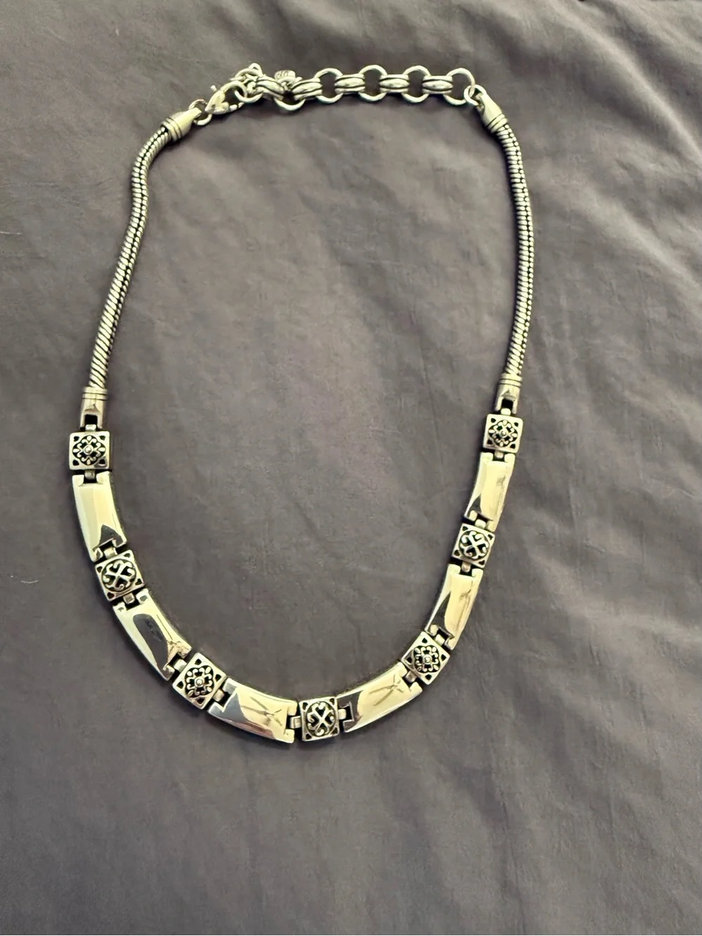 Brighton Tribeca Silver Rectangle Link Choker Necklace